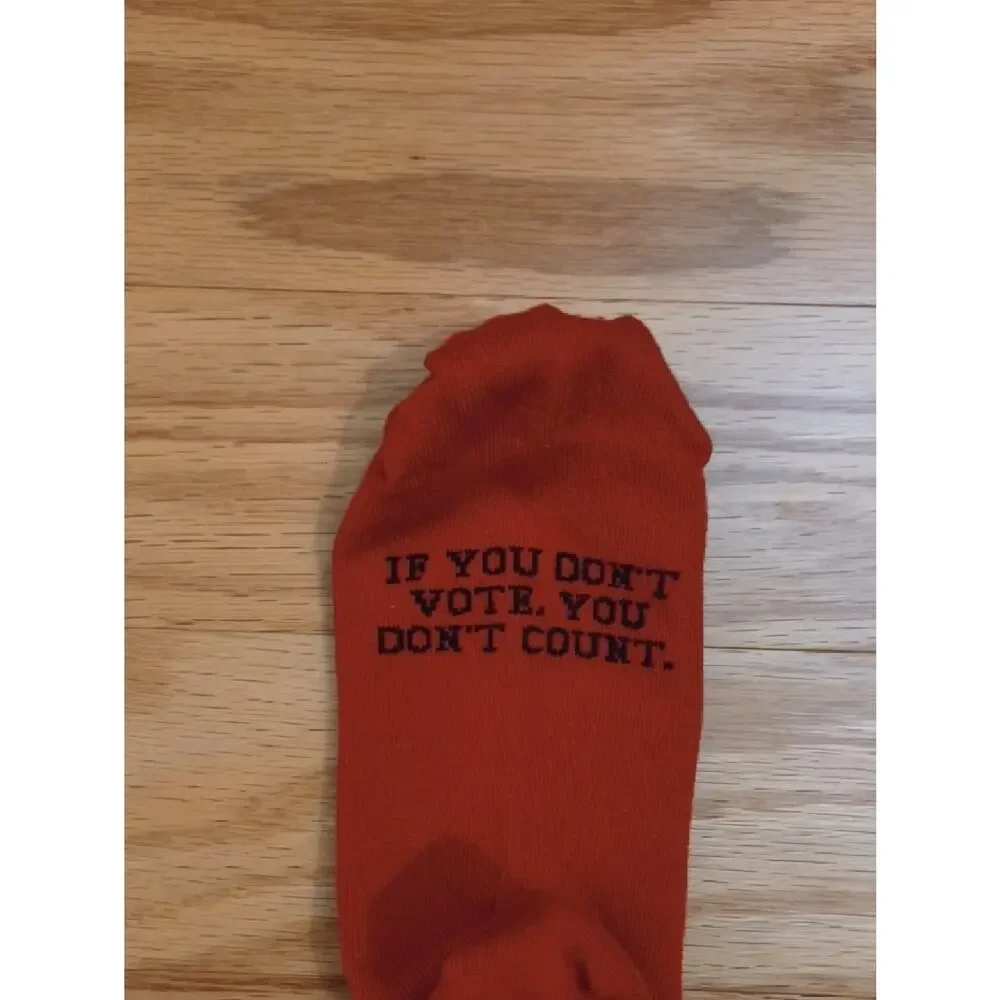 Maggie Stern Stitches Nancy Pelosi Red Crew Socks NWT